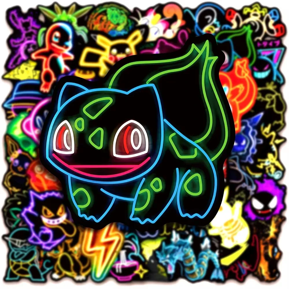 100 buah stiker Pokémon neon,  - Handbags ulasan dan harga